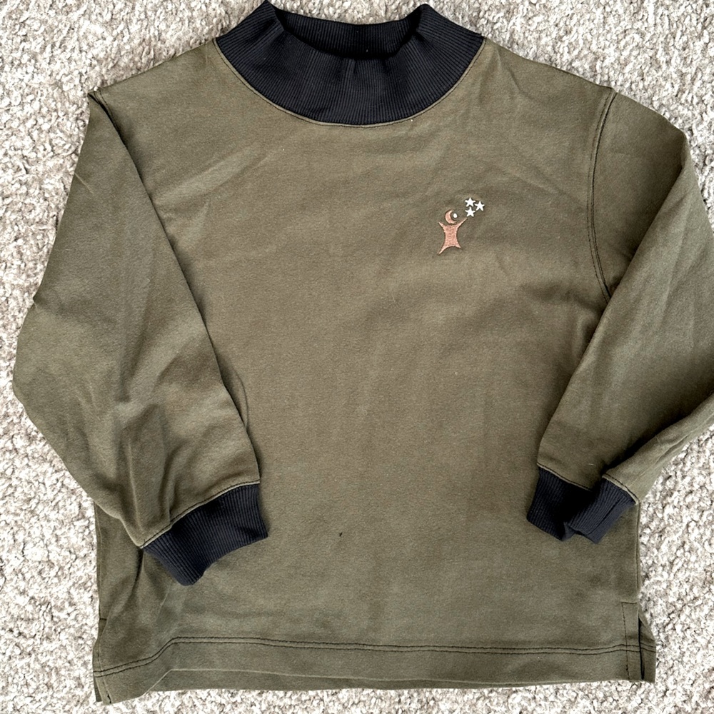 Vintage long sleeve toddler 1yr old clothes size small olive green cotton